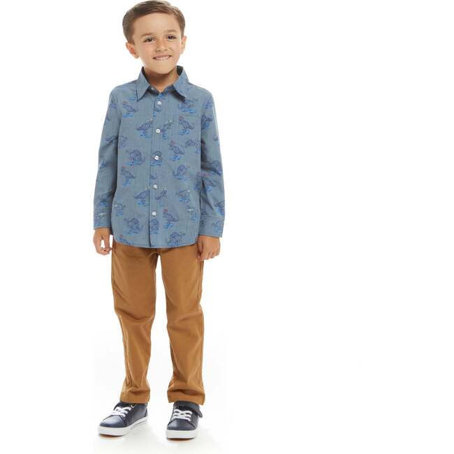 Skateboarding Dino Chambray Buttondown Set - Mixed Apparel Set - 2