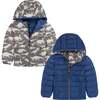 Reversible Midnight Blue & Dino Puffer Jacket - Jackets - 1 - thumbnail