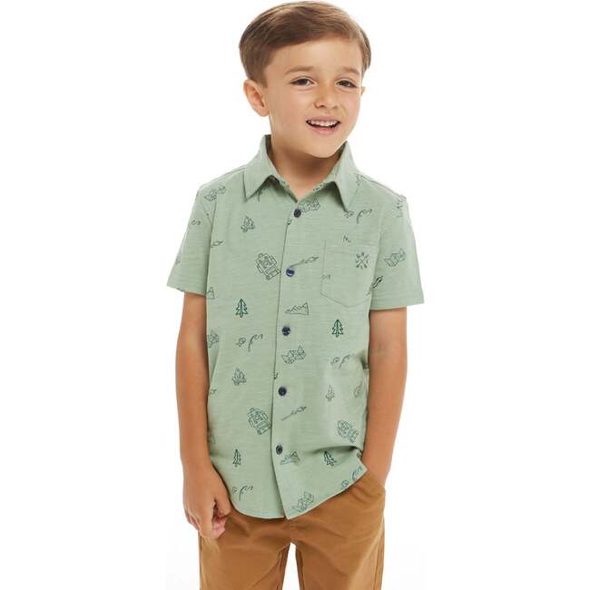 Short Sleeve Knit Buttondown Shirt - Button Downs - 2