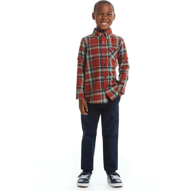 Rust Plaid Two-Faced Buttondown Set - Mixed Apparel Set - 2