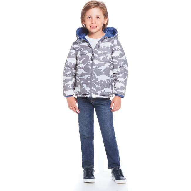 Reversible Midnight Blue & Dino Puffer Jacket - Jackets - 2