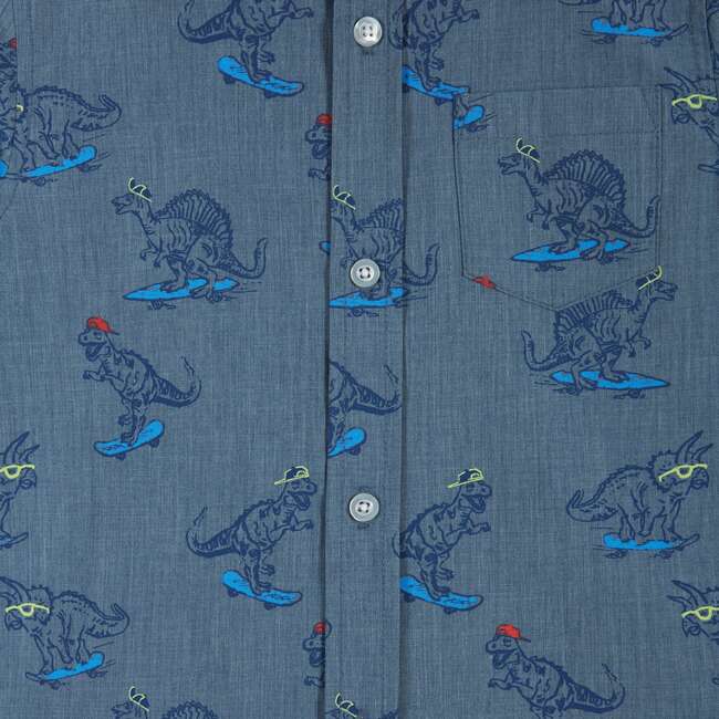 Skateboarding Dino Chambray Buttondown Set - Mixed Apparel Set - 3
