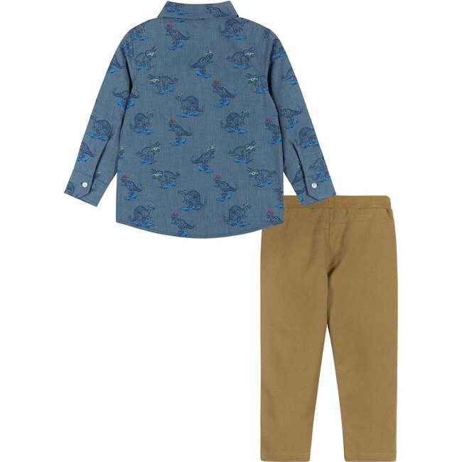 Skateboarding Dino Chambray Buttondown Set - Mixed Apparel Set - 4