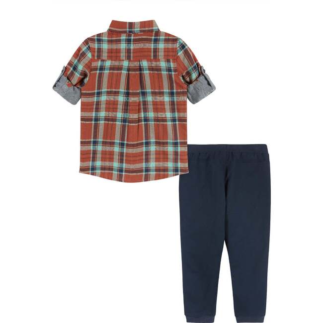 Rust Plaid Two-Faced Buttondown Set - Mixed Apparel Set - 4