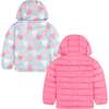 Reversible Hearts Puffer Jacket, Aqua & Pink - Jackets - 4