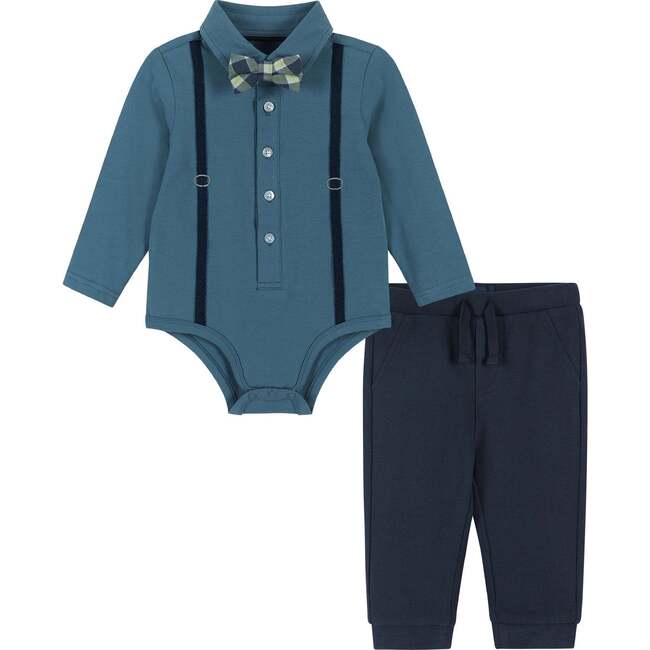 Infant Teal Suspender Shirtzie Set