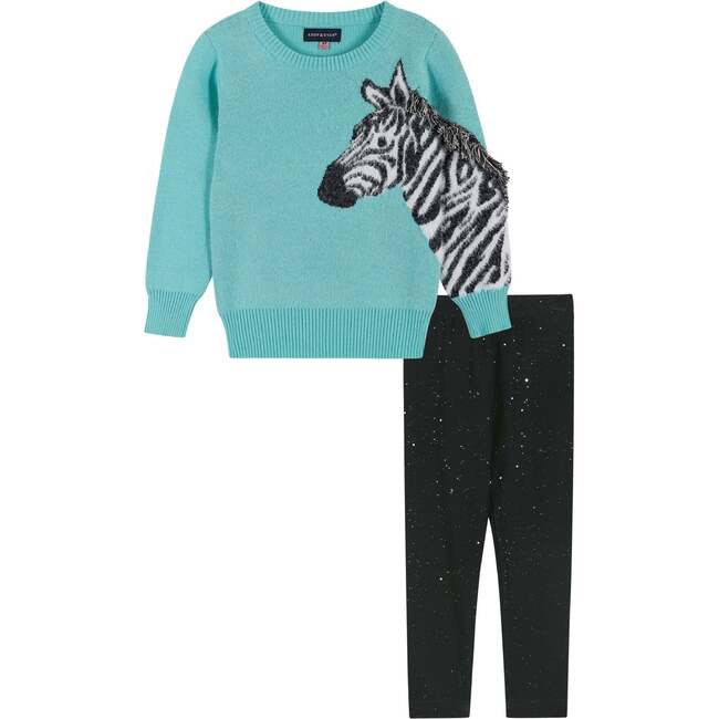 Zebra Fringe Sweater & Legging Set