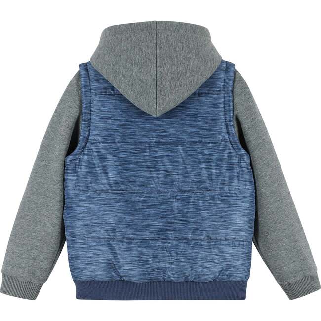 Infant Textured Hoodie/Vest Combo, Blue & Grey