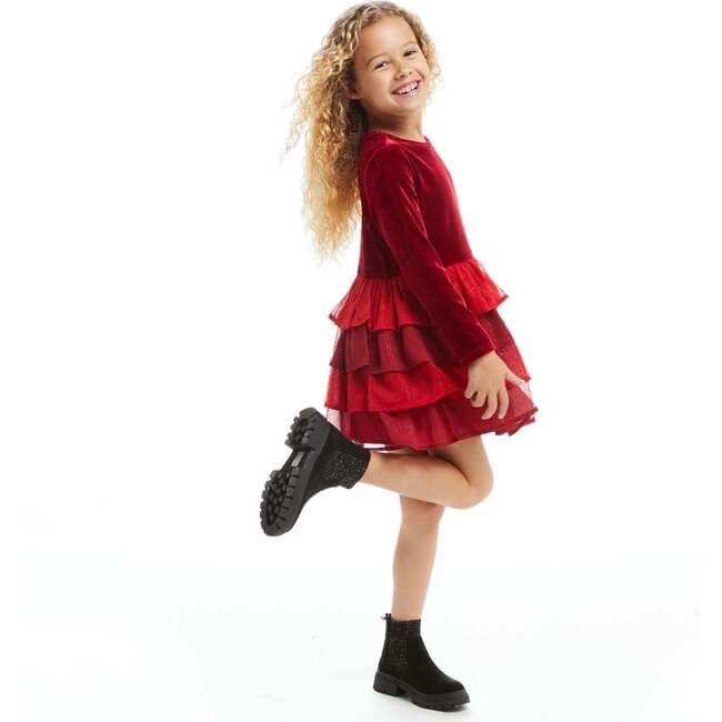 Velvet Tiered Dress - Dresses - 3