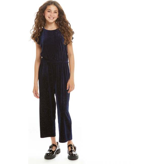 Velvet Party Jumpsuit, Navy - Rompers - 4