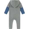 Ultra-Soft Colorblocked Hooded Romper, Grey - Rompers - 2