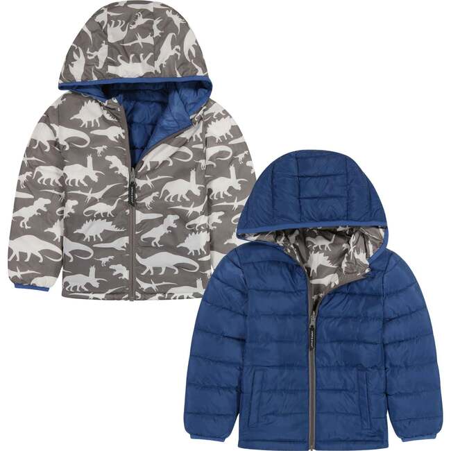 Infant Reversible Midnight Blue & Dino Puffer Jacket