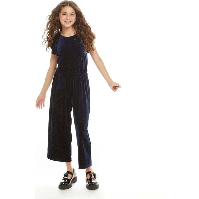 Velvet Party Jumpsuit, Navy - Rompers - 5