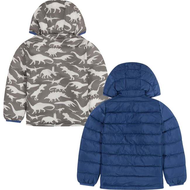 Infant Reversible Midnight Blue & Dino Puffer Jacket - Jackets - 2