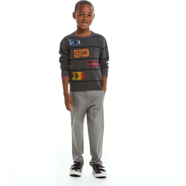 Heather Charcoal Racecar Instarsia Sweater