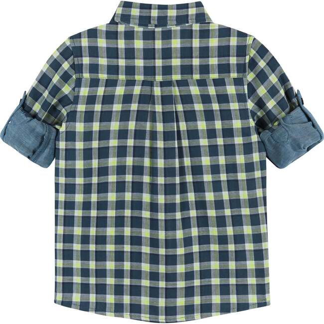 Navy & Lime Plaid Two-Faced Buttondown shirt - Button Downs - 2