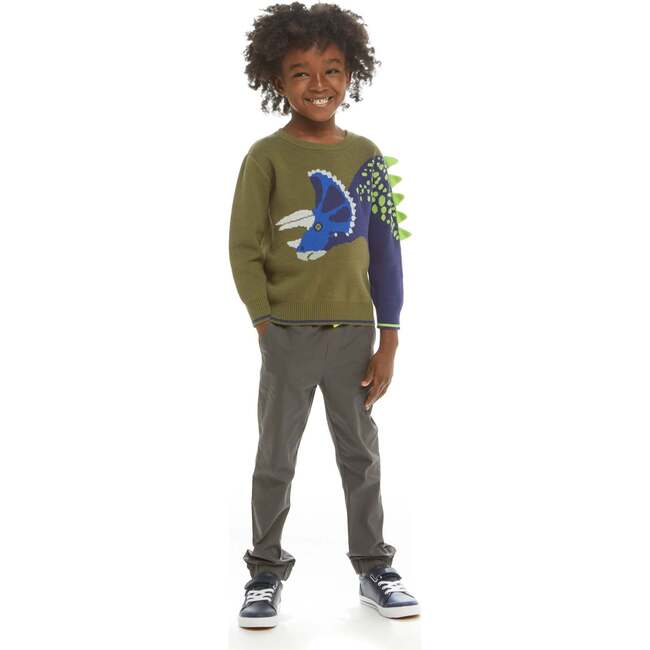 Olive Triceratops Intarsia Sweater - Sweaters - 2