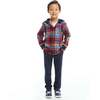 Navy & Red Plaid Hooded Flannel Buttondown Set - Mixed Apparel Set - 2