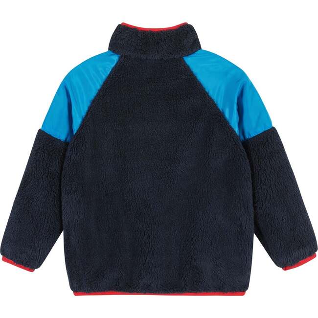 Navy Sherpa Zip-Up w/Pop Details - Fleece & Sherpa Jackets - 3