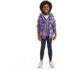 Girls Two-Fer Heart Quilted Vest Jacket, Purple & Grey - Vests - 3