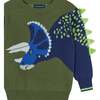 Olive Triceratops Intarsia Sweater - Sweaters - 4