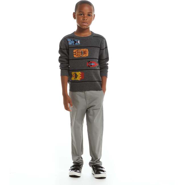 Heather Charcoal Racecar Instarsia Sweater - Sweaters - 5