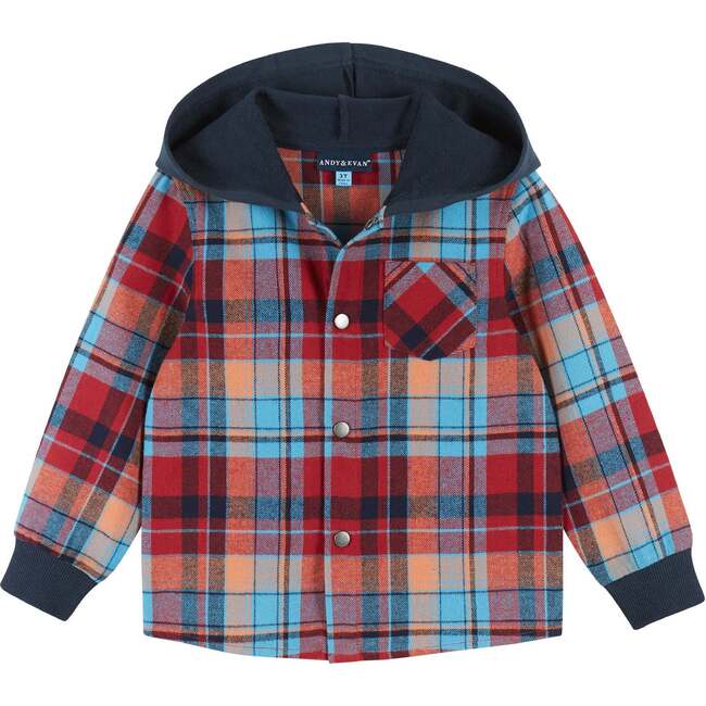 Navy & Red Plaid Hooded Flannel Buttondown Set - Mixed Apparel Set - 5