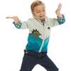Dino Landscape Intarsia Sweater Zip-Up Set, Blue & Green - Mixed Apparel Set - 3