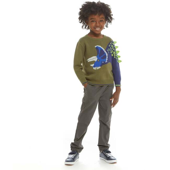 Olive Triceratops Intarsia Sweater - Sweaters - 7
