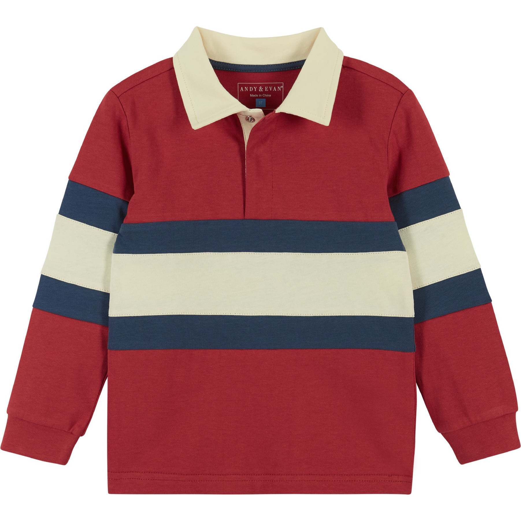 Colorblocked Rugby Button-Up Shirt - Andy & Evan Tops
