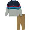 Colorblocked 1/4 Neck Sweater Set - Mixed Apparel Set - 1 - thumbnail
