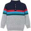 Colorblocked Half Button-Up Neck Sweater - Sweaters - 1 - thumbnail