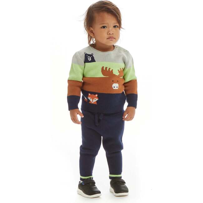 Colorblocked Forest Animals Sweater Set - Mixed Apparel Set - 2