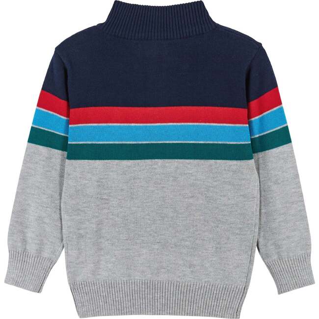Colorblocked Half Button-Up Neck Sweater - Sweaters - 2