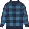 Buffalo Check Intarsia Sweater Zip-Up, Navy - Sweaters - 2