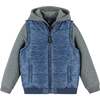 Boys Blue & Grey Textured Hoodie Vest Combo Jacket - Jackets - 1 - thumbnail