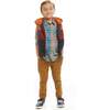 Burnt Orange & Navy Colorblocked Sherpa Puffer Vest - Vests - 4