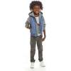 Boys Blue & Grey Textured Hoodie Vest Combo Jacket - Jackets - 2
