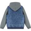 Boys Blue & Grey Textured Hoodie Vest Combo Jacket - Jackets - 3