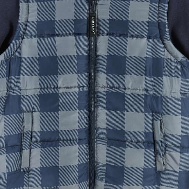 Boys Buffalo Check Hoodie Vest Combo Jacket - Jackets - 6