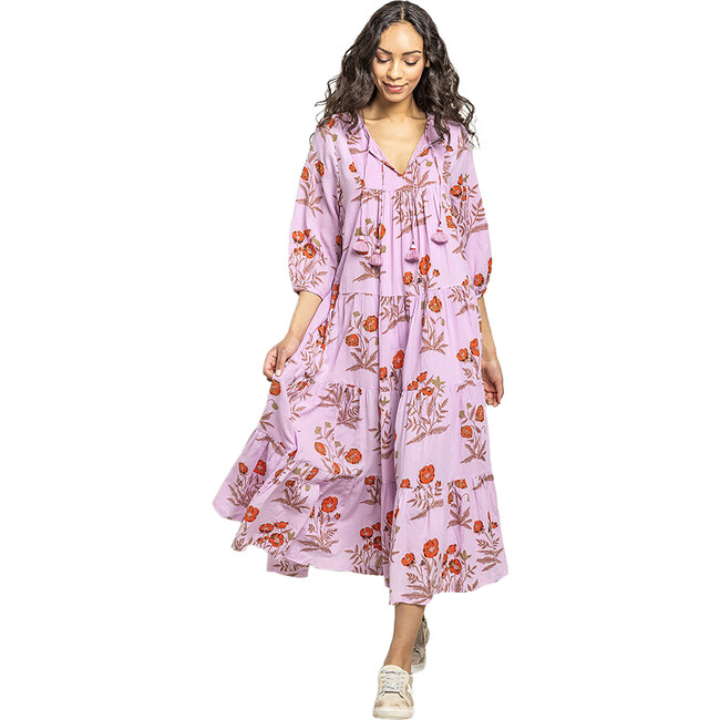 Womens Indira Dress, Lavender Poppy