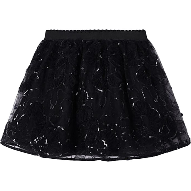 Tulle Applique Skirt, Black