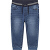 Soft Denim Joggers, Blue - Pants - 1 - thumbnail