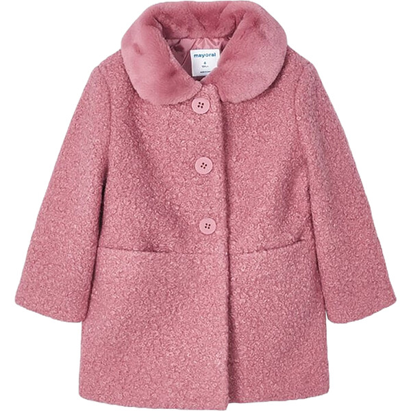 Rose Shearling Coat, Pink - Mayoral Outerwear | Maisonette