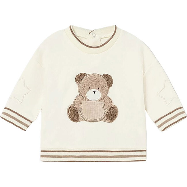 Teddy Bear Graphic Sweater, Beige - Sweaters - 1