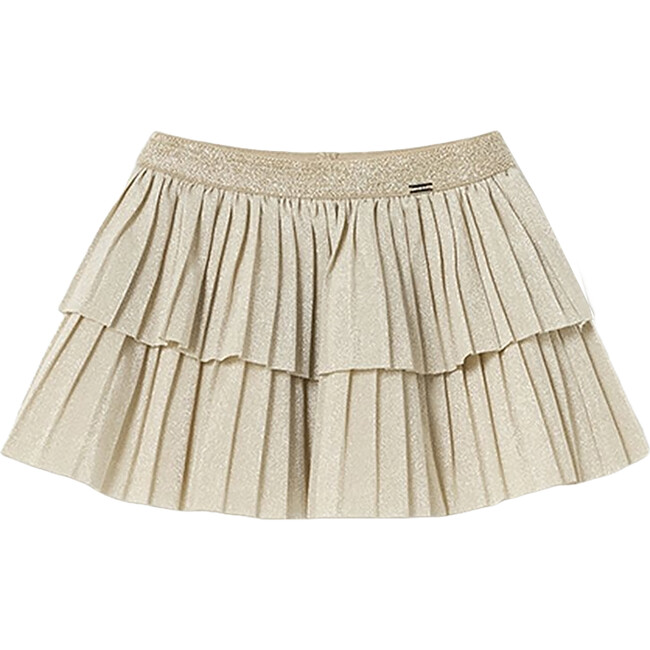 Pleated Overlay Skirt, Beige