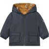 Hooded Reversible Coat, Grey - Coats - 1 - thumbnail