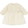 Pleated Knit Tulle Dress, Beige - Dresses - 1 - thumbnail