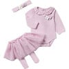 Floral Ruffle Tutu Babysuit Set, Mauve - Mixed Apparel Set - 1 - thumbnail