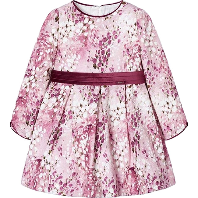 Floral Print Jacquard Dress, Pink